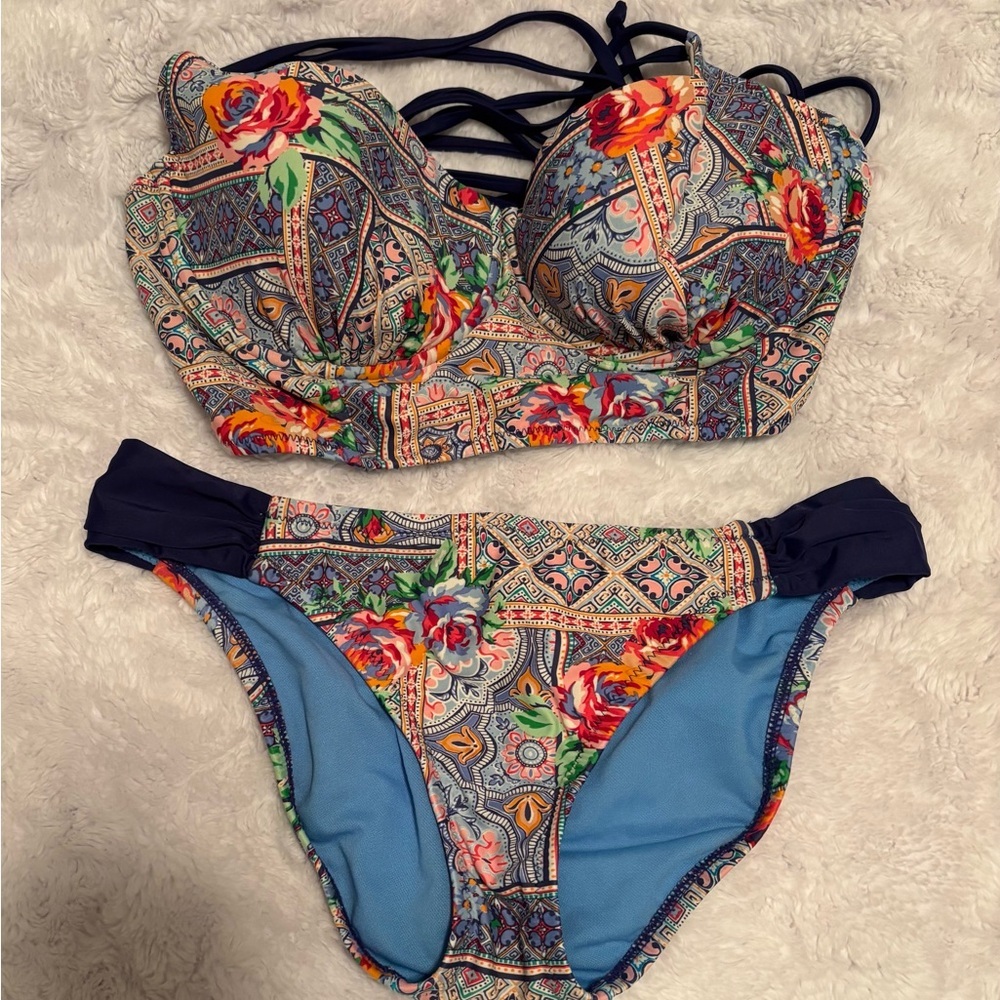 Profile Blush Floral Paisley Bikini Set M